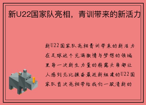 新U22国家队亮相，青训带来的新活力